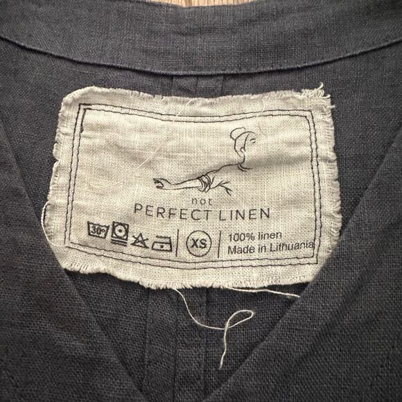 Not Perfect linen Blue short sleeve 100% linen Langenlook unlined dress size XS - Picture 2 of 4